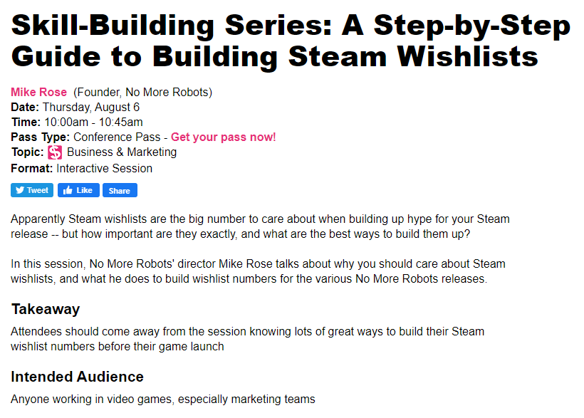 As a final thing:I'm doing a talk at GDC Summer later today, about how to gather Steam wishlists for your game! If you have a GDC Pass, do consider checking it out :) https://schedule.gdconf.com/session/skill-building-series-a-step-by-step-guide-to-building-steam-wishlists/875766