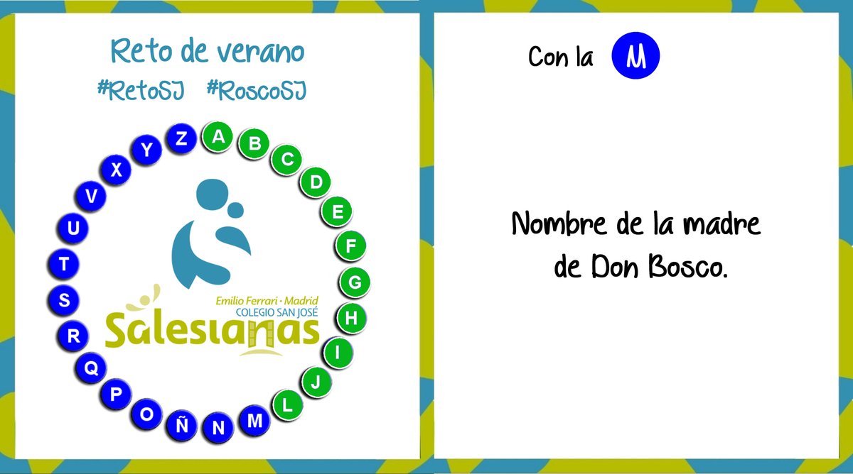 SalesianasSJ's tweet photo. ¡Enhorabuena! La respuesta a la L era: LADYBUG✅¿Quieres conocerla más? 👉https://t.co/stzY7Ou7jJ👈 ¡Hoy nuevo #RetoSJ! Resuelve la M de nuestro #RoscoSJ respondiendo a este tweet. #CuidaLaVidaPonleCorazón🤍#75AñosCreandoFuturo https://t.co/1xGIIVUJCZ