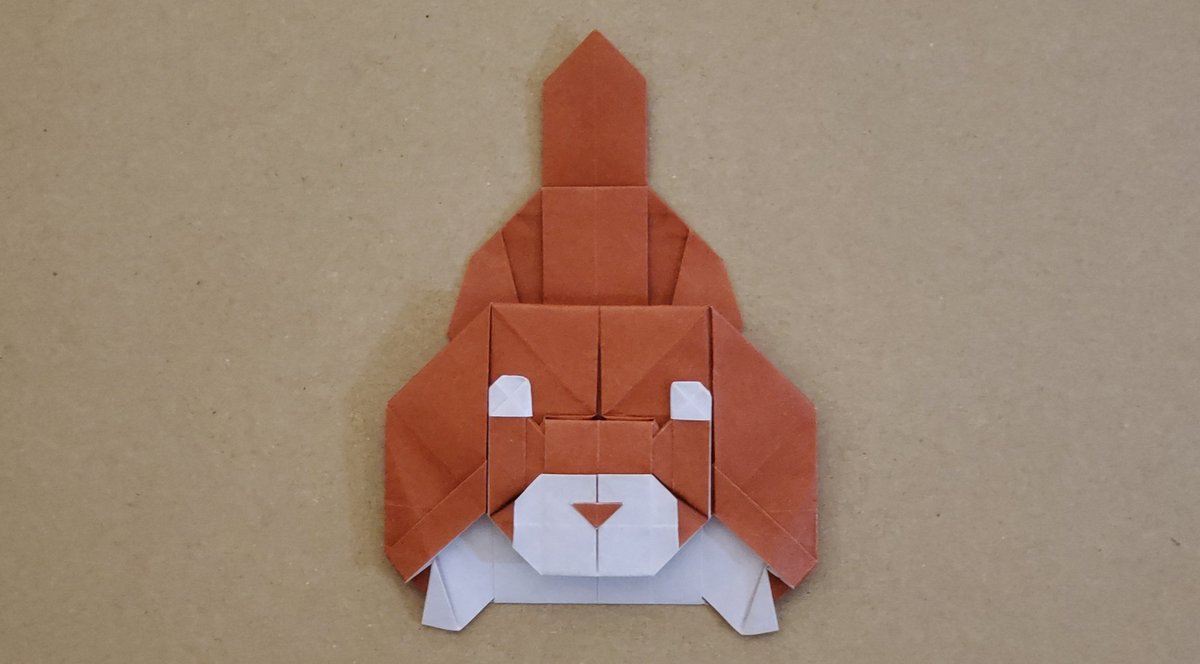 Tatsumi 折り紙作品 わんこ Dog Designed By Tatsumi 正方形不切一枚 From One Sheet Of Square Paper 25cm折り紙用紙より 犬を折りました 足元に来てこちらを見上げているイメージです 特に犬種の設定はしていません なんとなく自分がかわいい