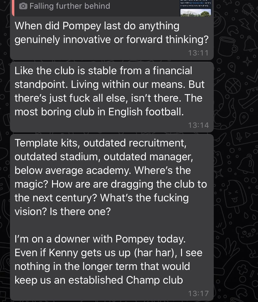 PompeyPedro's tweet photo. Perfectly summed up by a bloke in the Pompey groupchat. 👏🏼 https://t.co/uqgGFeGLUG