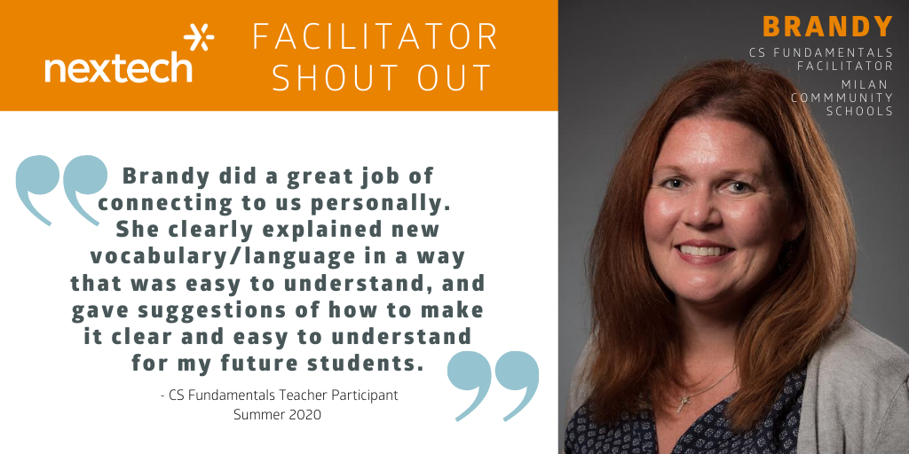 nextech's tweet image. Today's #NextechShoutOut goes to @Hickinthestix from @MilanSchoolCorp. Thank you for always being relatable, personable & helpful to your PD #CSFundamentals participants. 👏👏