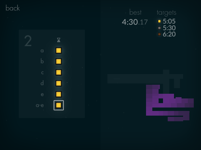 Kuhaku81377446's tweet image. #Linelight のチャレンジモード w2.a-e で 4:30.17 を達成！

SRC に他の方が登録されている World 2 の記録より早い記録を出せました
　SRC の World 個別記録は 1 と 2 しか登録されていないので、ひとまず満足

次は All Yellow Stars（表面 100% みたいなもの）の記録を狙います