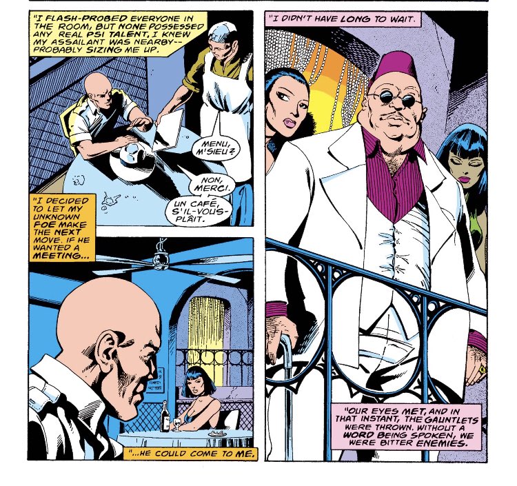 Uncanny 117Xavier meets Farouk post-Korean War. They battle on the astral plane and Xavier appears to kill Farouk. At this point, Farouk is simply a very powerful telepath. Nothing more.