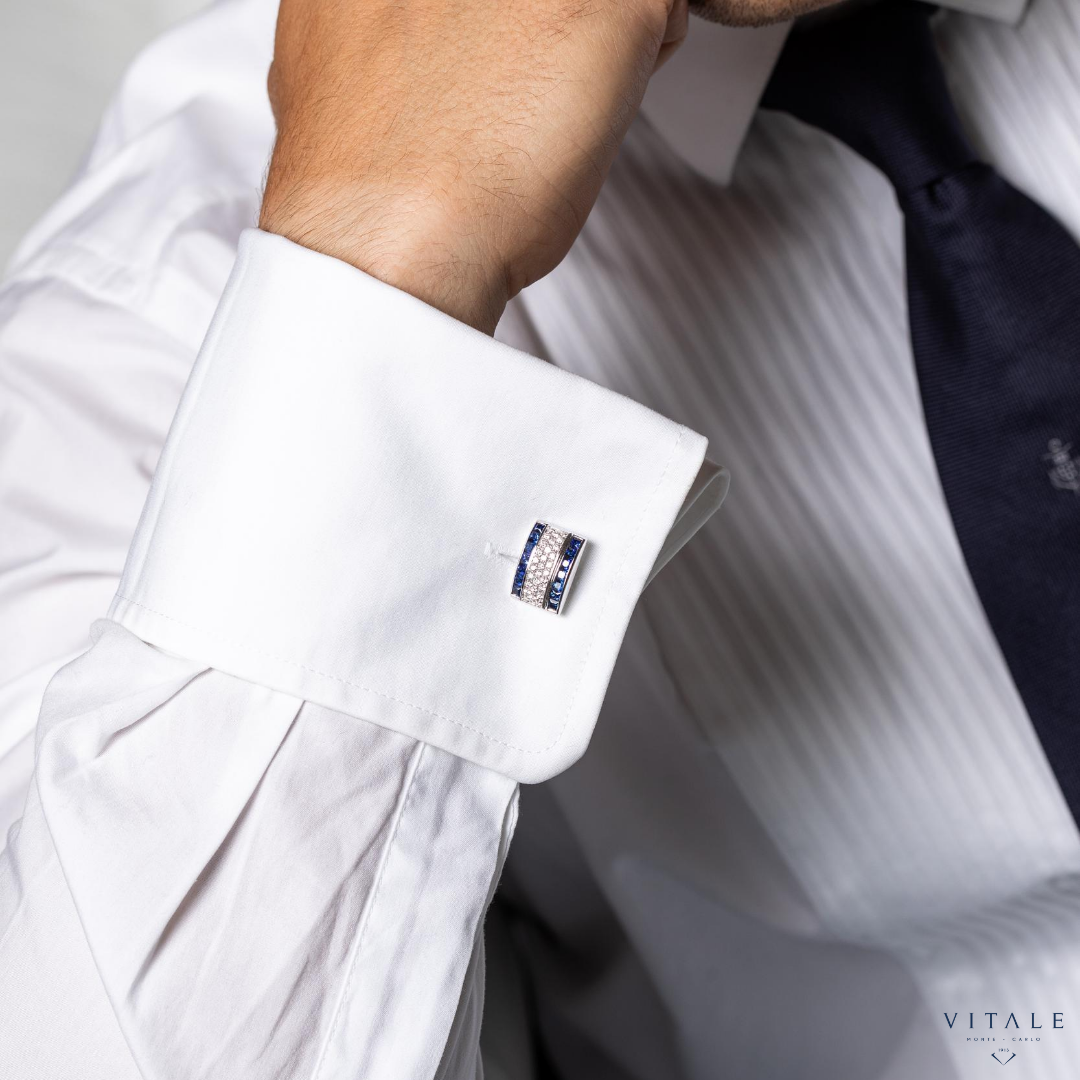 One of one. The right cufflink is the perfect style companion. Expertly set in white gold with striking blue sapphires and diamonds.
.
#cufflinks #diamonds #bluesapphires #sapphires #gentleman #style #menswear #monaco #highjewelry #timepiece #montecarlo #vitale1913 #gold #watches
