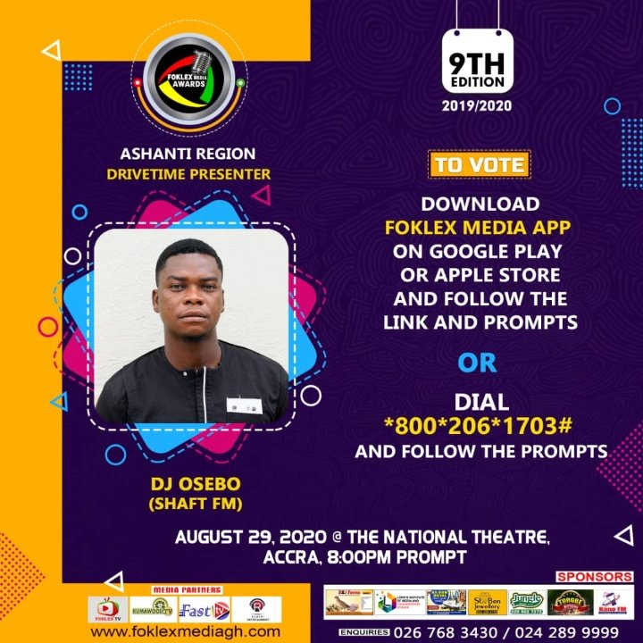 ObuasiWorldwide's tweet photo. Let's Keep Voting For @BRAELORMGH (DJ OSEBO) @Shaftfm981 TO WIN THE ASHANTI REGION DRIVETIME PRESNTER 💙 TO VOTE DOWNLOAD FOKLEX MEDIA ON GOGGLE PLAY STORE OR APPLE STORE OR DIAL*800*206*1703# AND FOLLOW THE VOICE PROMT 
#SUPPORTYOUROWN 🤞
@ObuasiWorldwide @iamfadakenzy @DatzGh https://t.co/RNSWMKH8T7