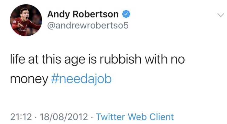 Robbo's tweet from 2012.. amazing really..