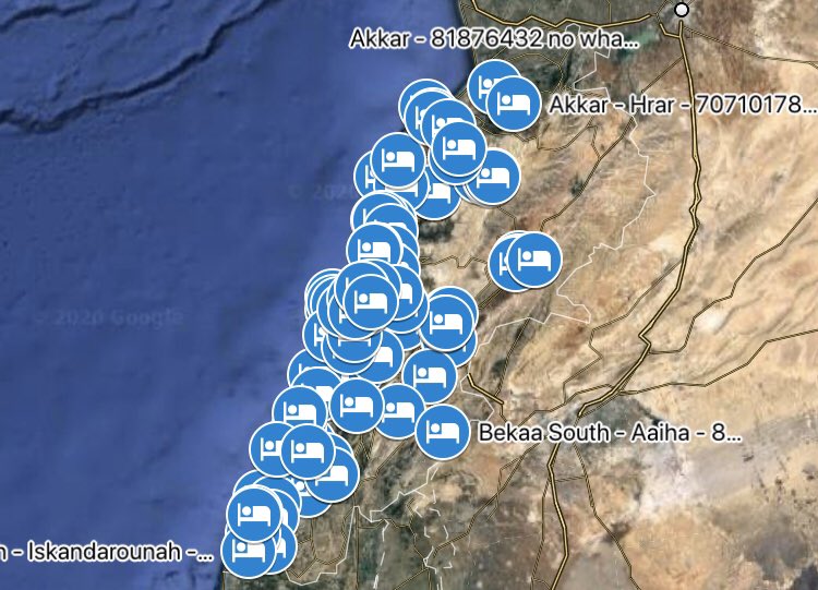 thawramap's tweet photo. Day 3 Update: 102 locations. Locations on map are not exact.

Rooms switched to color blue. Moving forward, red will be used for initiatives on the ground.

https://t.co/QhgUkbGojY

#ourhomesareopen 
#بيوتنا_مفتوحة https://t.co/q9QgYRIkIo