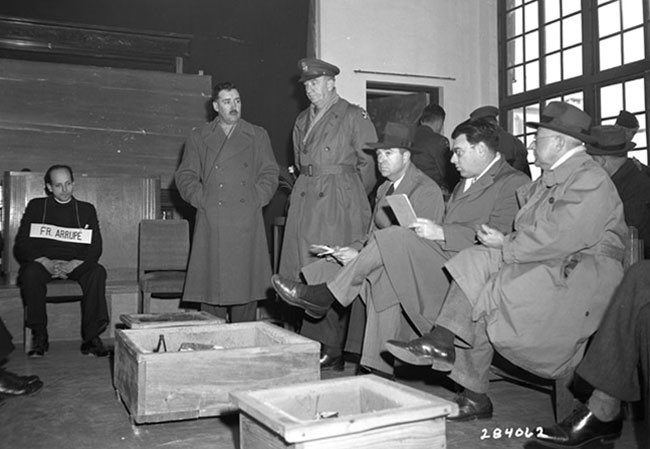 He went on to continually remind the world of the horrors of Hiroshima, as seen here at a press conference in 1947.