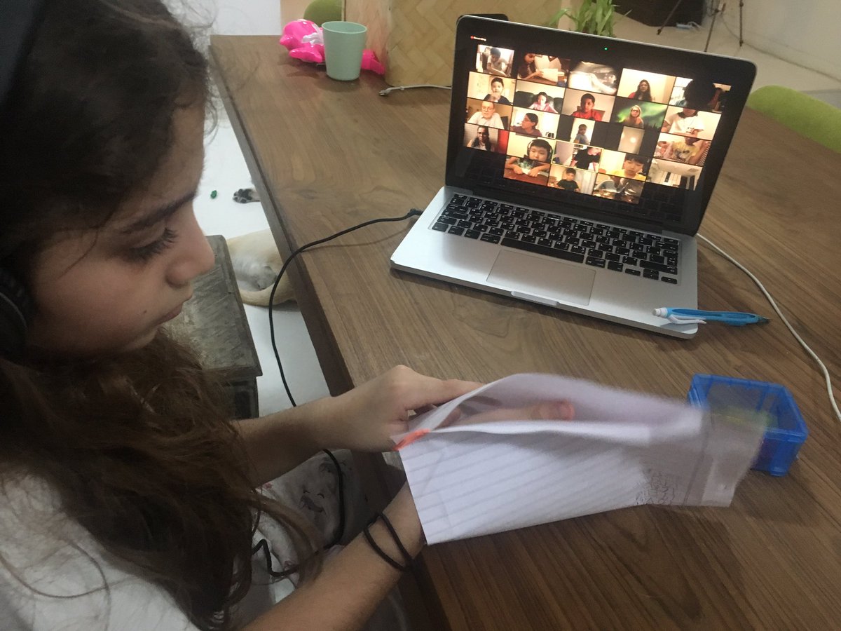 literacylala's tweet photo. Synchronous STEM with @AndyinIndia1 ! This year is different, yes, but learning and teaching means the same thing-Relationships and connections at the centre of it all. And of course, fun and making! @ASBIndia #VirtualLearning https://t.co/Wrtx6BIctt