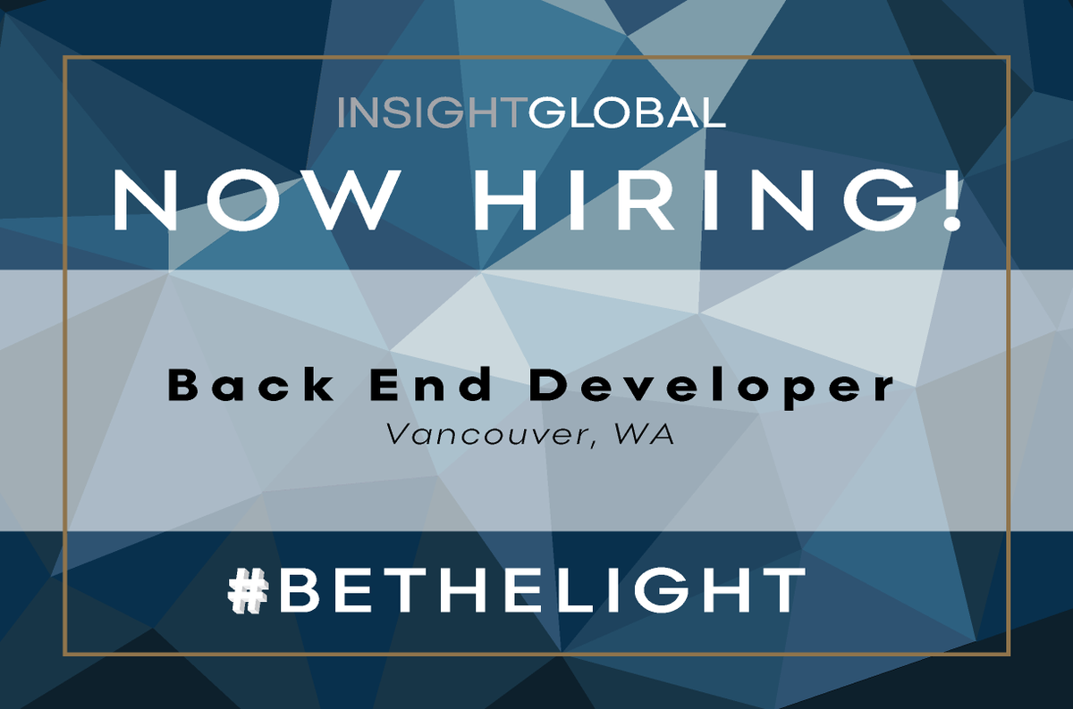 insightglobal's tweet photo. #NowHiring for a Back End Developer in Vancouver, WA
Apply directly here: https://t.co/tCrwoO3P8i
#TypeScript #Angular #MSRazor #BackEndDev #Azure #CICD #Microservices #SystemsIntegrations #WebApplications #MobileApplications #CNETDev #VancouverWA #Washington #JobSeekers https://t.co/M4B0u2y0eR