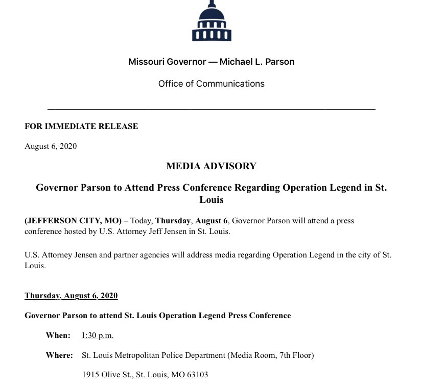 CaseyNolen's tweet image. Looks like @GovParsonMO will be there and @SLMPD is on board.