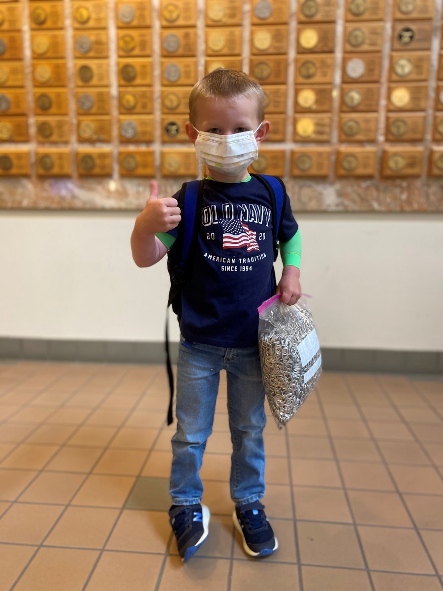 Brody came in for his clinic appointment this week and brought a giant bag of pop tabs he collected for our hospital! Great job Brody and thank you! Keep up the good work!