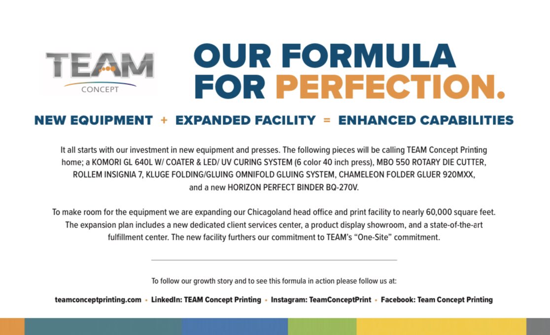 TeamConcept's tweet photo. Just a reminder of what we have in the works. It has not been a lazy summer! 

#TEAM #TEAMtough #TheFormula #CommercialPrinter #Print #NewEquipment #ExpandedFacility #EnhancedCapabilities #LetsGo #chicagoland #dupagecounty #kanecounty #cookcounty #marketing #printing #OneSite https://t.co/6OQPczoL7V