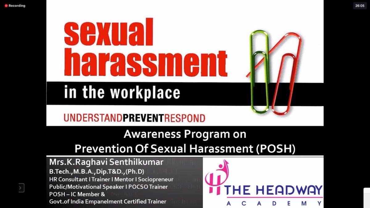 vsheshco's tweet image. Thank you, Raghavi for conducting a wonderful session.

Raghavi is a POSH trainer and an accomplished professional fit the session on Workplace conduct for the Arcesium Nasscom Foundation Batch.

@NASSCOMfdn 
#Diversity #poshawareness #workplaceconduct