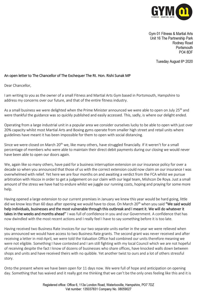 GarethGym01's tweet photo. An open letter to @RishiSunak about the problems the fitness industry and gyms in the UK are currently facing. Please RT. #saveourgyms https://t.co/hxBDa9DuD7