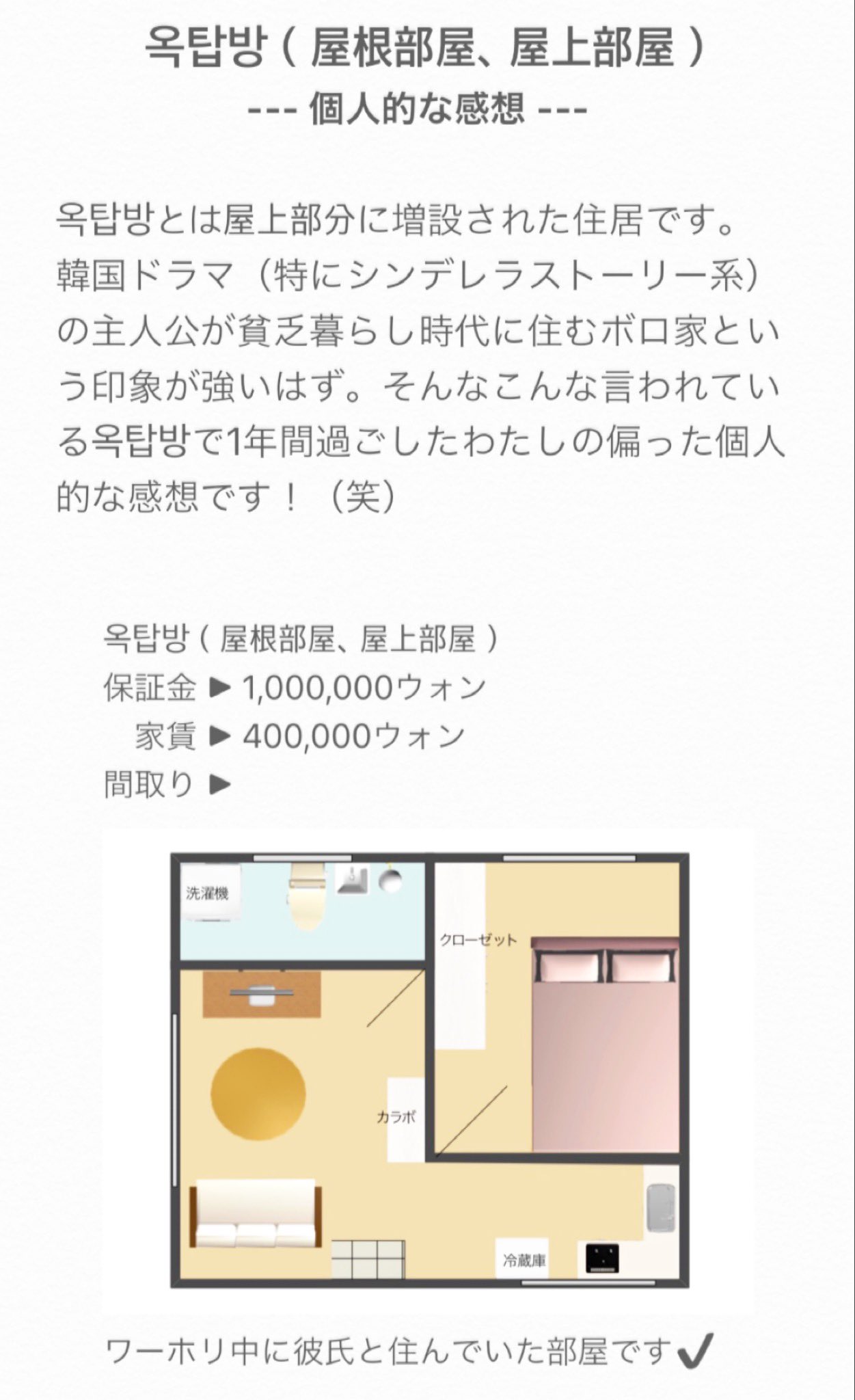 ｐ ﾀﾞｲｴｯﾄ70 52 7 8 26現在 韓国ワーホリで1年間お世話になった住居について 個人的な感想まとめてみました 日本にはない住居文化옥탑방 メリットデメリットや間取り再現してみたよ 韓国ワーキングホリデー 韓国ワーホリ 日韓