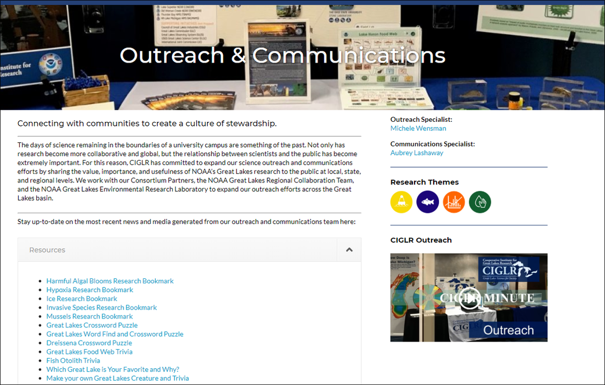 CIGLR_UM's tweet photo. Check out #CIGLROutreachโs new and improved webpage! You can find all of @CIGLR_UMโs #VirtualOutreach materials located under the โResourcesโ drop-down.
#HOMESIsWhereTheHeartIs #GreatLakes #GreatLakesSci https://t.co/XzivnN3EHR