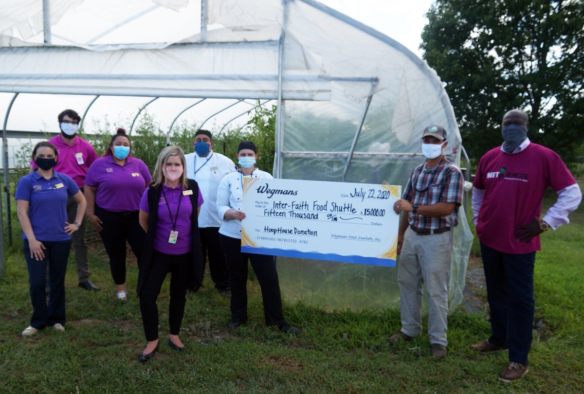 FoodShuttle's tweet photo. A big Food Shuttle shout out to @Wegmans for the generous donation of $15,000 for the construction of a new high tunnel at the Food Shuttle Farm. #wegmans #urbanfarming #mobilemarkets #grocerybagsforseniors #communitypartners #foodshuttle #foodshuttlefarm https://t.co/KDas5dOdUA