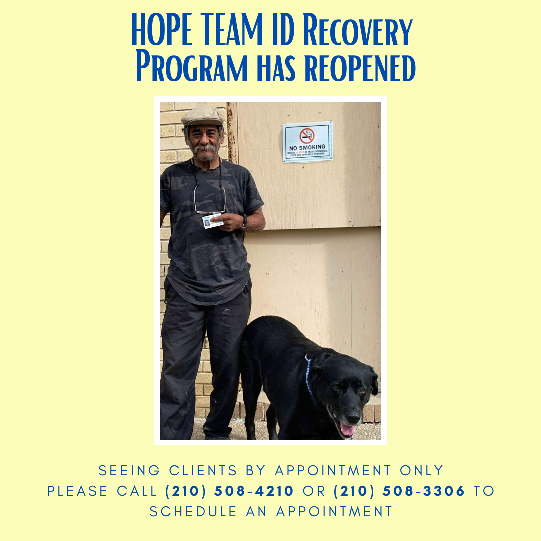closetohomesa's tweet photo. The HOPE Team ID Recovery has re-opened &amp;will be seeing clients by appointment only on Mondays from 9AM – 11AM at the City of San Antonio/@corazonsa1 Resource Hub at 319 W. Travis Street. Clients must call (210) 508-4210 or (210) 508-3306 to schedule an appointment
#IDRecovery https://t.co/vxi3S3ZNlX