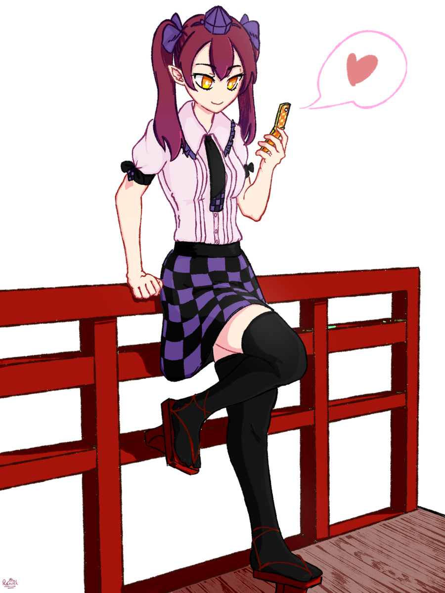 Ramnik5 She Got A Text From Someone Special 3 Hatate Touhou 姫海棠はたて 東方