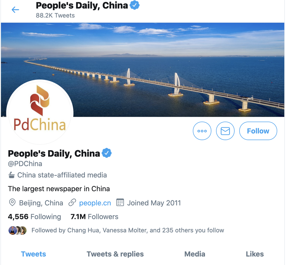BREAKING: Starting today, Twitter is labelling accounts "belonging to state-affiliated media entities, their editors-in-chief, and/or their senior staff".Just checked the accounts of China's Xinhua and People's Daily, and also Russia's RT and Sputnik; and the labels are there