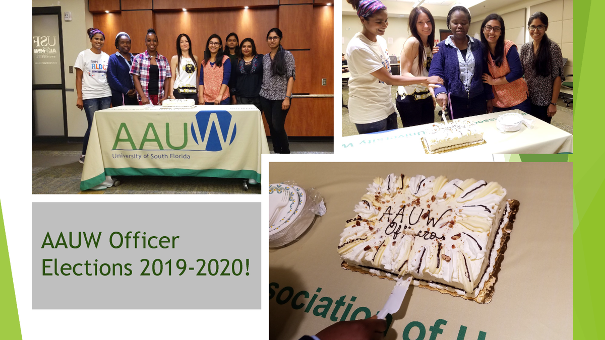 AAUW_USF's tweet photo. It's time for #AAUW Officer Elections for 2020-21! Let us know if you'd like to be part of an org that develops your career confidence and personal &amp; professional network. View our Year At A Glance photo album and Officer Descriptions on Facebook -https://t.co/kzDP2P7pc5 https://t.co/YVEIad10j2