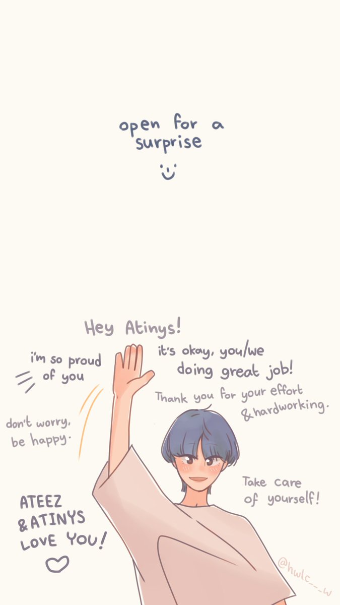 hi atinys, how are you? hongjoongie have a something to tell you! open for a surprise . 