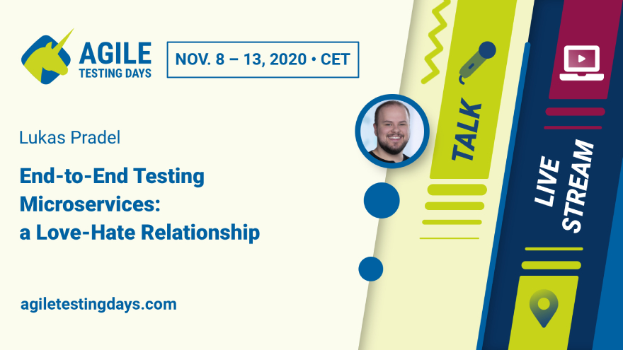 💻 Join <a href="/lukaspradel/">Lukas Pradel</a> in this #AgileTD talk and discuss the pros and cons of end-to-end testing microservices. 
➡️ More info here: bit.ly/2AD6zVp
#AgileTesting #SoftwareTesting #OnlineTalk #Microservicetests