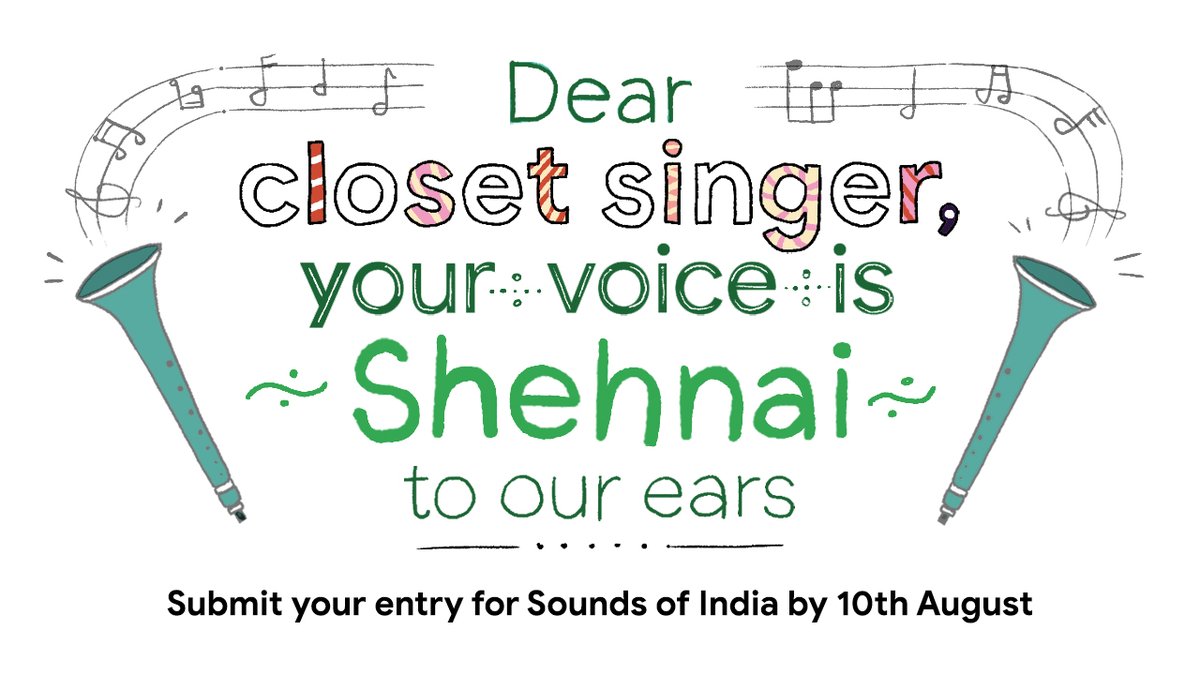 GoogleIndia's tweet photo. Yes, you read that right! 🎶😌

Sing the national anthem and watch AI convert your voice into the tune of shehnai.
The last date to submit your entry for the #SoundsOfIndia experiment, has been extended till 10th August.

Get started here: https://t.co/X3gyQRe485 https://t.co/sc9VPsHgQw