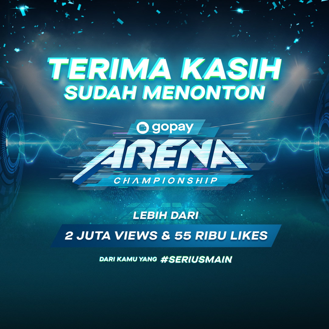 gopayindonesia's tweet photo. TERIMA KASIH! 🙏🙏🙏
Buat kamu yang udah #SeriusMain, plus mendukung tim jagoan sampai berhasil Chicken Dinner, Booyah, dan Victory. #GoPayArenaChampionship meraih total lebih dari 2 juta views & 55 ribu likes! 🔥🔥🔥 https://t.co/NpZkRdzcNB