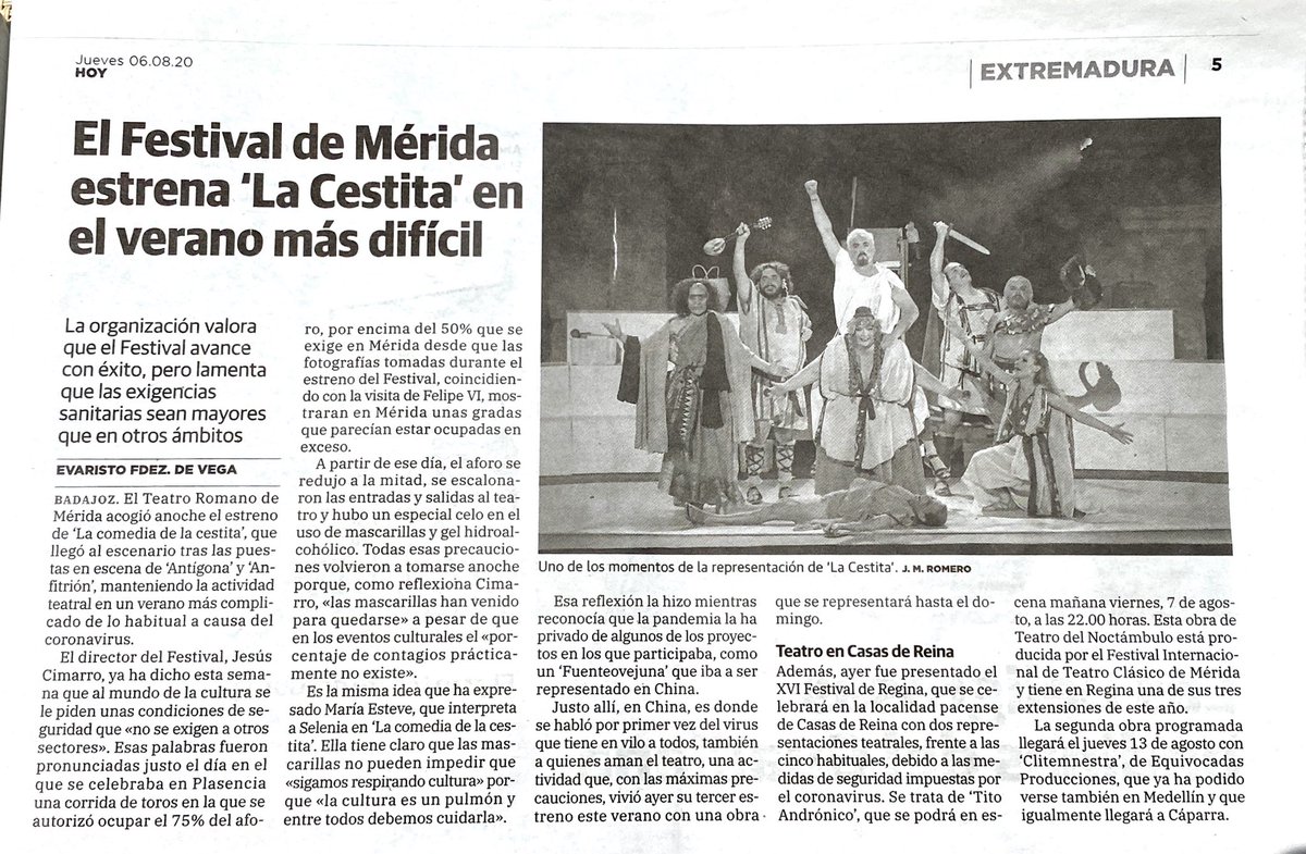 traplikedave's tweet photo. #lacomediadelacestita #cistellaria en #prensa @Festival_Merida #merida66 @EPExtremadura @hoyensevilla https://t.co/hSh7pOZHcL