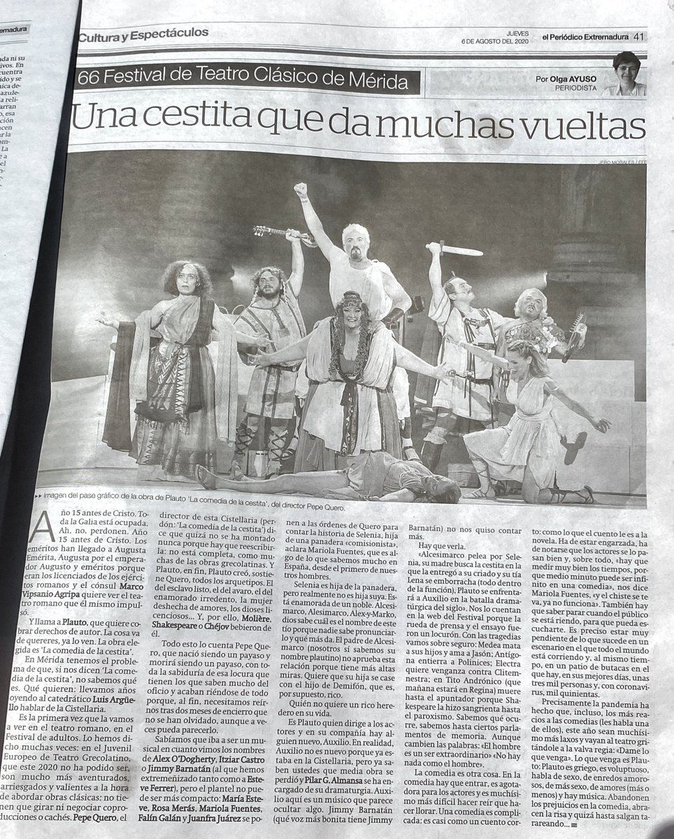 traplikedave's tweet photo. #lacomediadelacestita #cistellaria en #prensa @Festival_Merida #merida66 @EPExtremadura @hoyensevilla https://t.co/hSh7pOZHcL