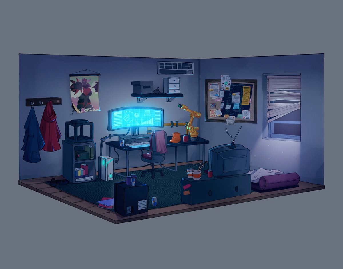 Interior design for Tenshi's room (Day and Night time) #conceptart #visualdevelpment #art