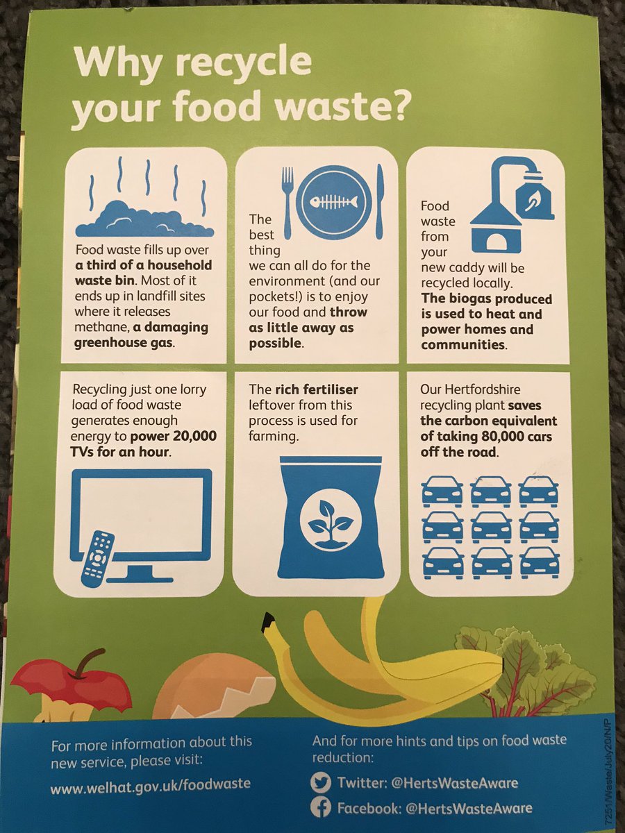 WattsBlog's tweet photo. Great job from @WelHatCouncil introducing a food waste recycling scheme. Clearly written and presented for those who don’t fully understand recycling, with informative facts and figures encouraging people to think more about the implications of their waste! https://t.co/x0Mojo3t8f
