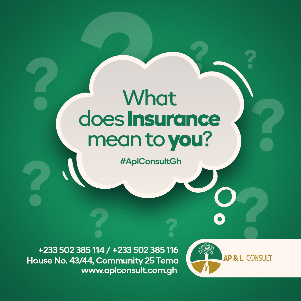 aplconsult's tweet photo. 2020 has thought us a lot about being protected. Are you protected? (thinking face) What does Insurance mean to you? Share with us in the comments below. Best Comment stand a chance of winning a wonderful prize from us #AplConsultGh https://t.co/T0CVVGVYdK