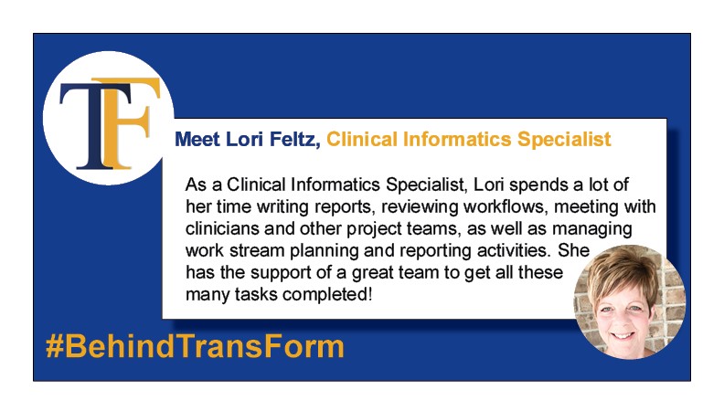 TransFormSSO's tweet photo. #BehindTransForm Shared Service Organization are hundreds of employees working together to enhance the quality of care for patients within Erie St. Clair. Meet Lori Feltz, a Clinical Informatics Specialist at TransForm!
#healthcare #jobs https://t.co/NRUPkL7SEF