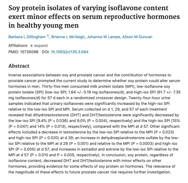 KILLER #4: SOYThis study in 35 men showed that men drinking soy isolate when exercising led to a drop in testosterone levels . Exercise usually increases testosterone, illustrating how much soy damages men’s testosterone production.