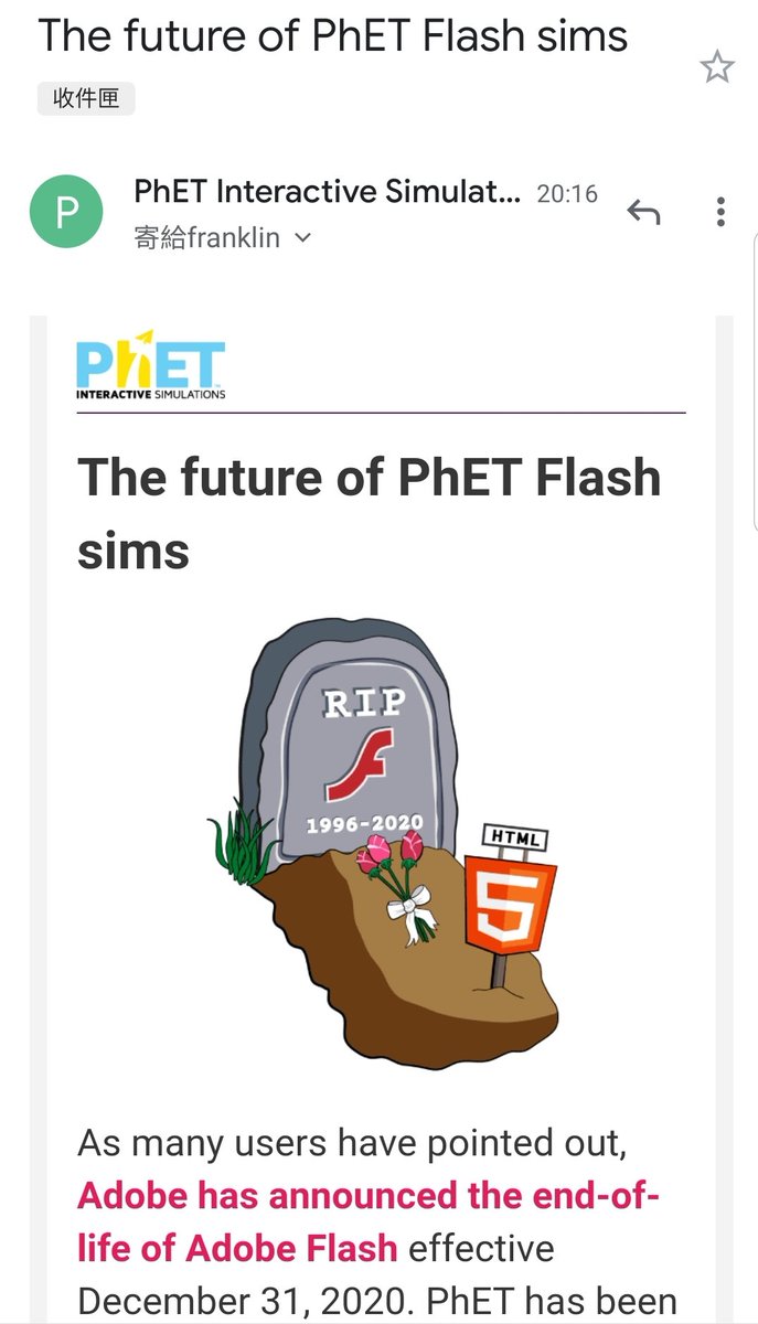 This picture from <a href="/PhETsims/">PhET Sims</a> made me laugh out. 

#PhET #GoodByeFlash