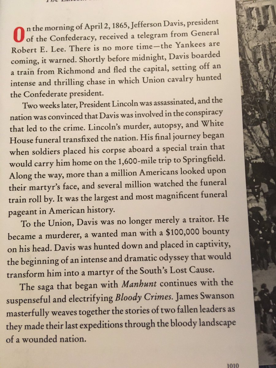 Suggestion for August 6 ... Bloody Crimes: The Chase For Jefferson Davis and the Death Pageant For Lincoln’s Corpse (2010) by James Swanson.