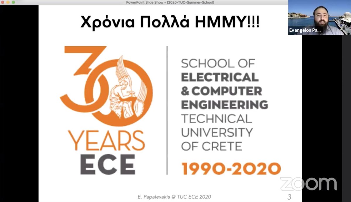 vagelispapalex's tweet image. Super excited to participate in the 2020 Summer School on #DataAnalysis, at my alma mater ECE Dept. at Technical University of Crete, talking about #tensors for #graphmining #gravitationalwaves and #adversarialML and wishing my beloved department happy 30th birthday!
