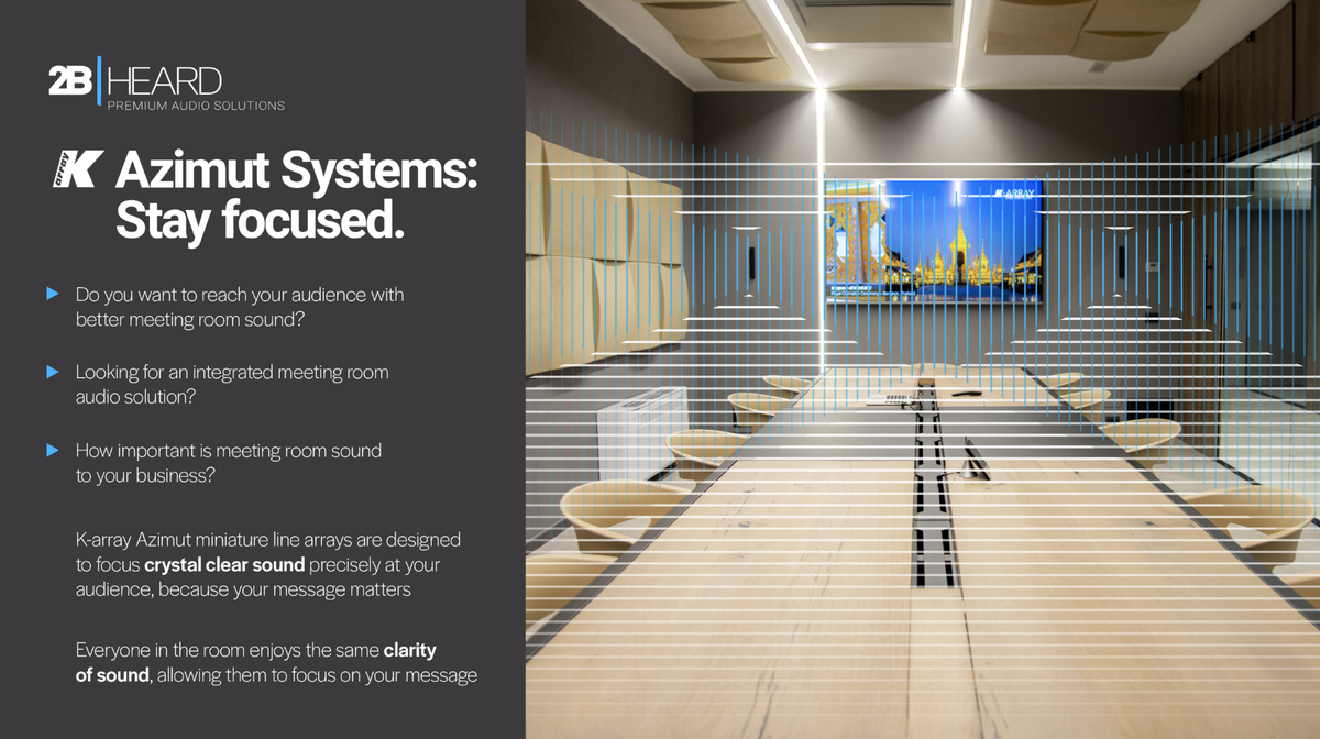 Are you looking for an integrated meeting room audio solution that delivers better meeting room sound to your audience? - Look no more, the K-array Azimut system has arrived! #ThatKarrayStuff