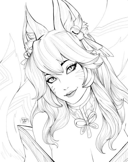 Spirit Blossom Ahri Lineart
quick art between commission work
it's been a long time since I  drew this fox lady.
It calms me every time I do my lineart style.

#Ahri #SpiritBlossomAhri #LeagueOfLegends #ArtOfLegends 