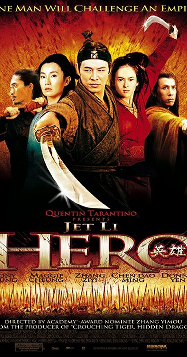 hero by zhang yimou-wuxia period film-cinematography is STUNNING-has a rashomon-esque storyline