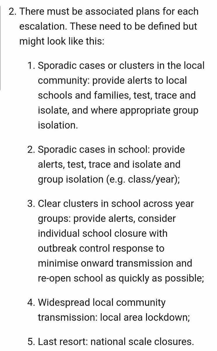 17/ These recommendations from RS. What do we define as sporadic? However once there is a full outbreak in a school then its already too late as this will be based only symptomatic cases, 'considering' closures is also too weak.To reopen schools as quickly as possible will