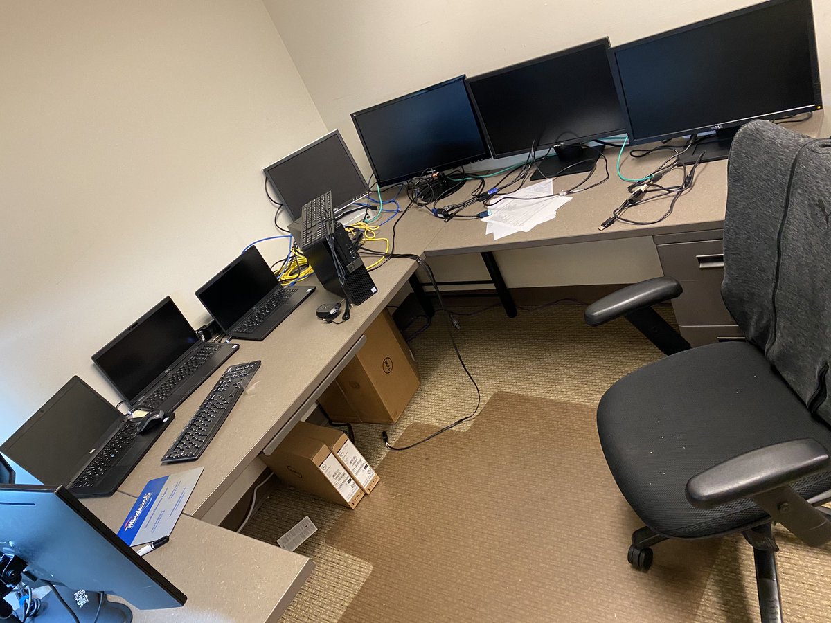Well I’ve moved to this desk. Which has the maximum amount of monitors. I think I can probably get 6 machines running at the same time but I’m not sure if it actually saves time or not haha