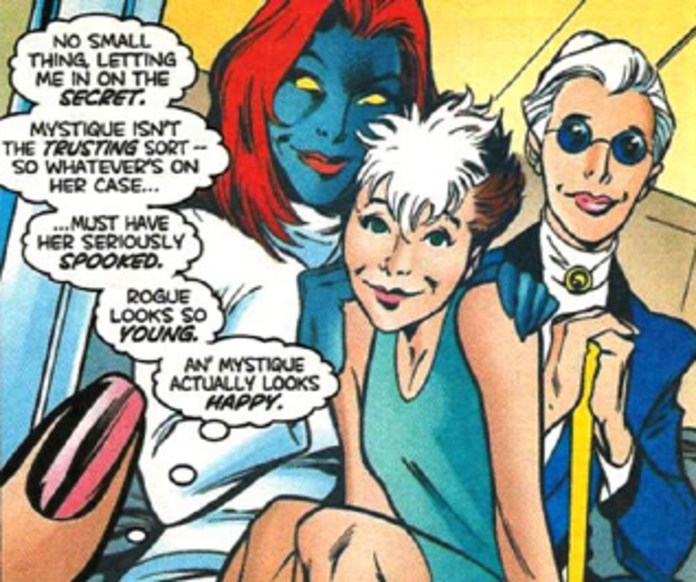 Let's start from the beginning: she was raised by two women in love. This was subtext for a long time, but there was no doubt. Destiny and Mystique were in love, and raised Rogue as their own child (this was, btw, Claremont's plan for Rogue)