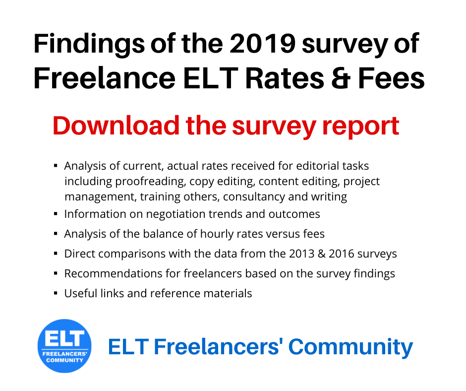 📣2019 ELT RATES &amp; FEES SURVEY REPORT📣

▪️What is the going rate for different editorial tasks? 
▪️Is payment by set fee or by the hour more common?
▪️Should you review your rates?
 
Download the 2019 Survey of Freelance ELT Editorial Rates &amp; Fees report: bit.ly/3kkNIAP