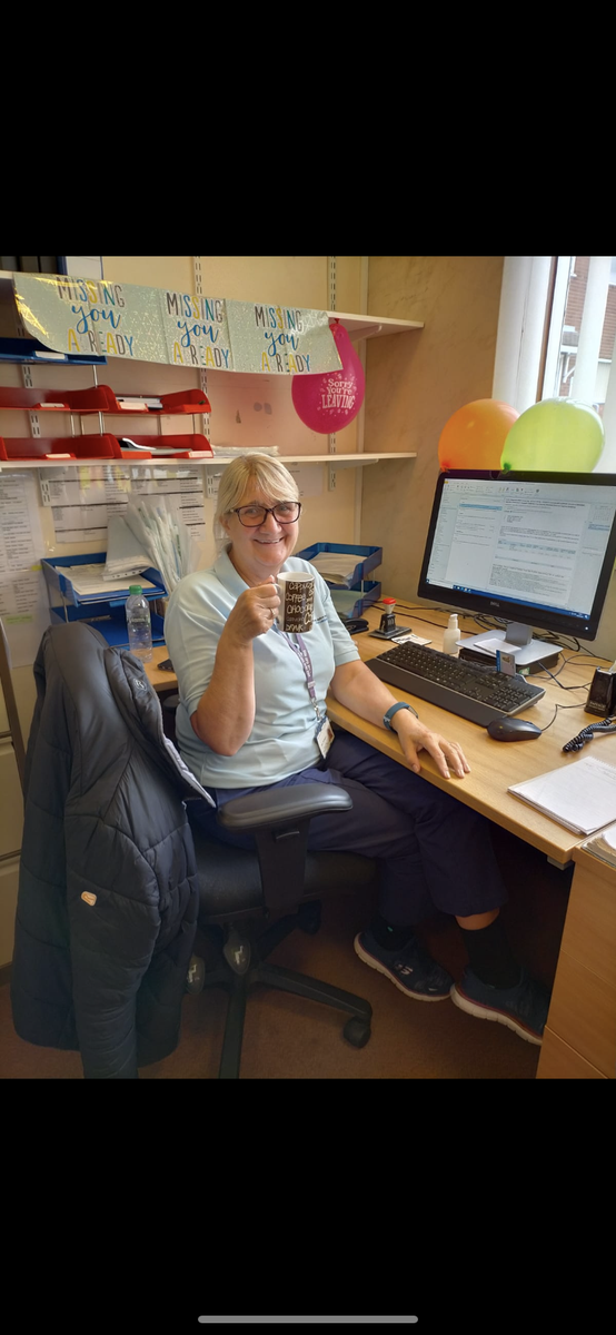 whh_team's tweet photo. Today Halton Community Therapy Team said goodbye to our lovely Jean. We are all going to miss her very much. 
Good luck with your retirement and enjoy your time with your family Jean. https://t.co/8Zpl45rvvb