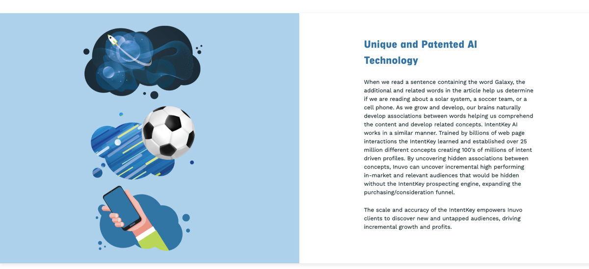 Inuvo,  $INUV, is a market leader in artificial intelligence, aligning and delivering consumer-oriented product & brand messaging strategies online based on powerful, anonymous and proprietary consumer intent data for agencies, advertisers and partners.