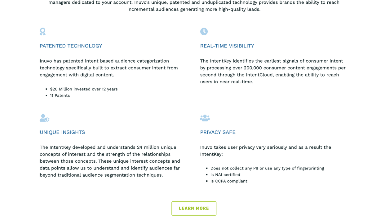 Inuvo,  $INUV, is a market leader in artificial intelligence, aligning and delivering consumer-oriented product & brand messaging strategies online based on powerful, anonymous and proprietary consumer intent data for agencies, advertisers and partners.
